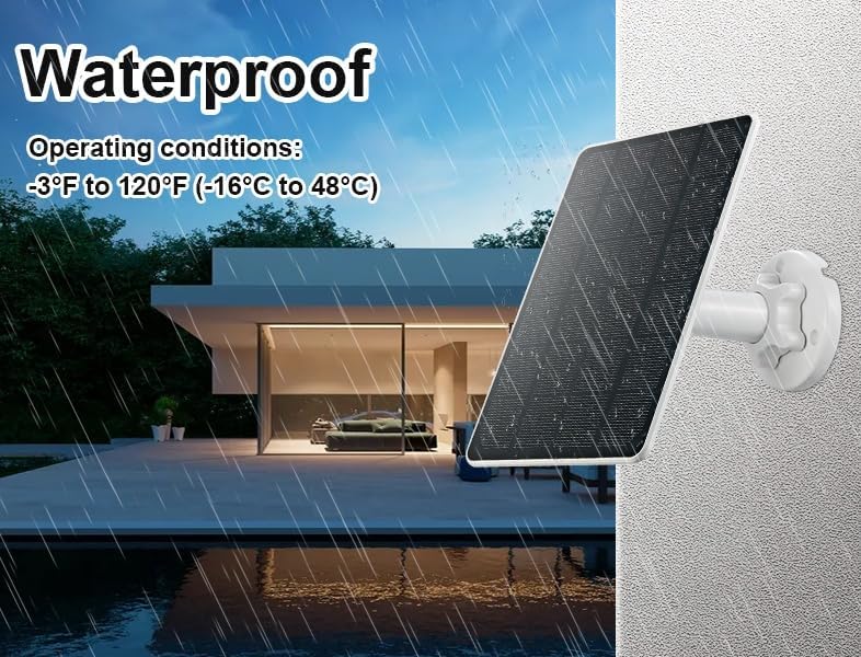 Solar Panel Charger Compatible with Ring Video Doorbell 3/3+/4, Battery Video Doorbell Plus, 13ft Waterproof Charging Cable, 360°Adjustable Mount,5W 5V, 7.5 * 6.4"