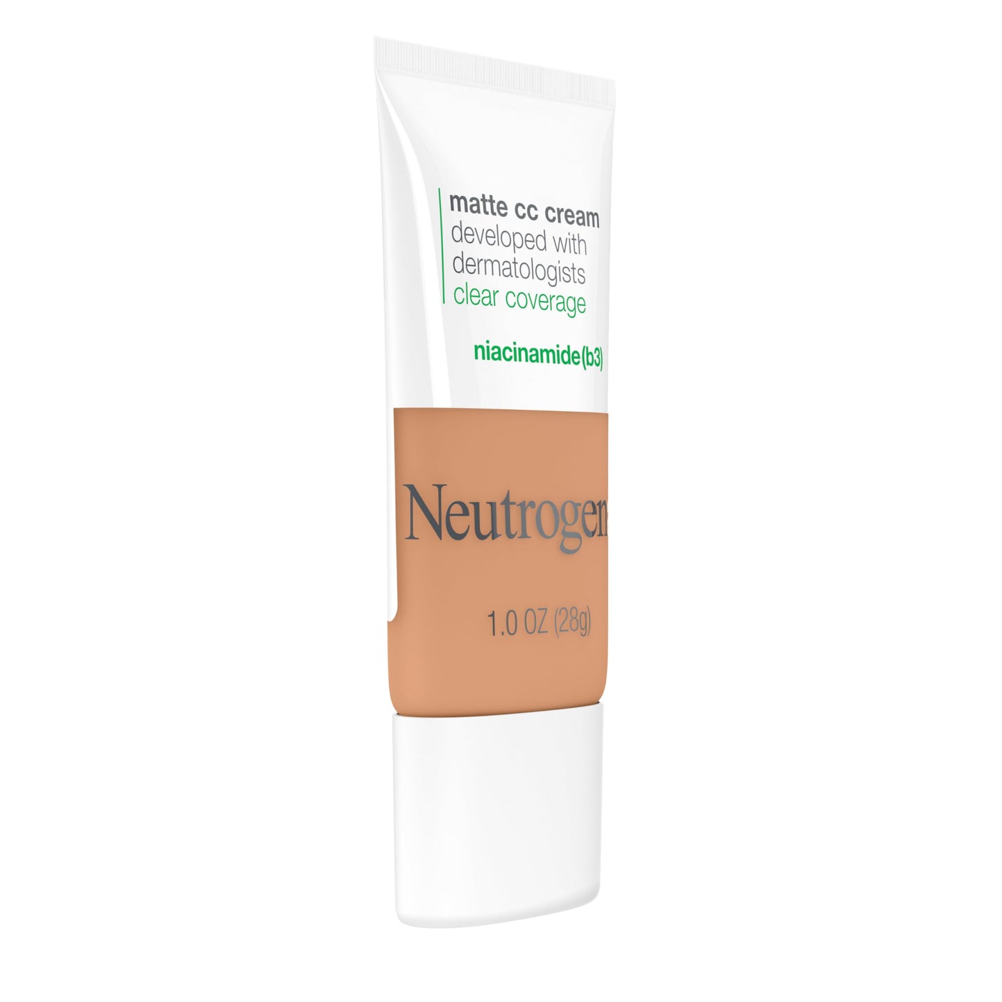 Neutrogena Clear Coverage Flawless Matte CC Cream, Full-Coverage Color Correcting Cream Face Makeup with Niacinamide (b3), Hypoallergenic, Oil Free & Fragrance Free, Golden Ecru, 1 oz