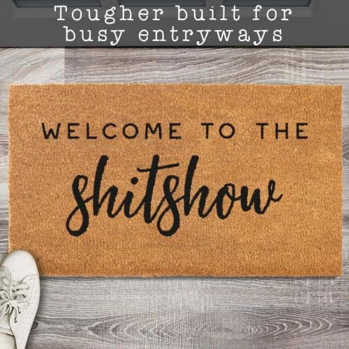 MAINEVENT Welcome to The Shitshow Doormat 30x17 Inch, Outdoor Welcome Mat for Front Door, Outdoor Door Mat for Outside Entry w/Non-Slip PVC Backing