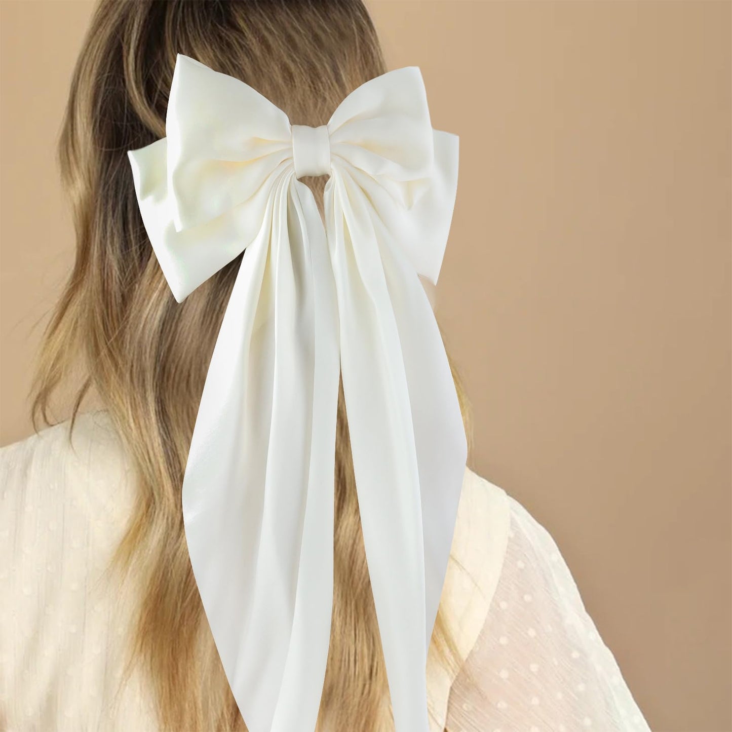 Canitor Hair Bows for Women Silky Satin Hair Ribbon Hair Barrettes Clip Oversized Long Tail Hair Bows Cute Aesthetic Coquette Hair Accessories Preppy Teen Girl Gifts Trendy Stuff Things