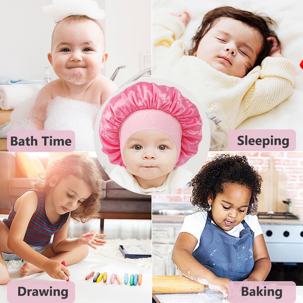 Haniraba 3 Pcs Baby Bonnets for Sleeping,Infant Sleep Cap Hair Bonnet for Baby Girls,Boys,Toddler