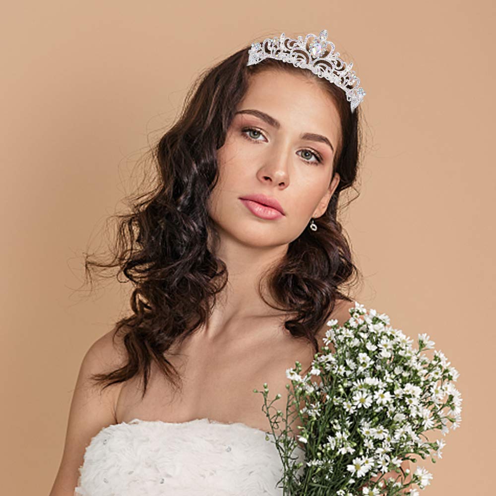 Didder Crystal AB Rhinestone Tiaras and Crowns for Women - Princess Elegant Headband with Comb - Birthday Crowns for Girls