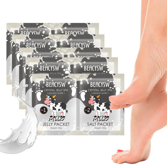 Jelly Pedicure Foot Soak Packets Foot Soak Salts Pedicure Foot Soak For Feet Tired Foot Odor Nail Discoloration Feet Softens Calluses Pedicure Foot Gel (Milk*5)