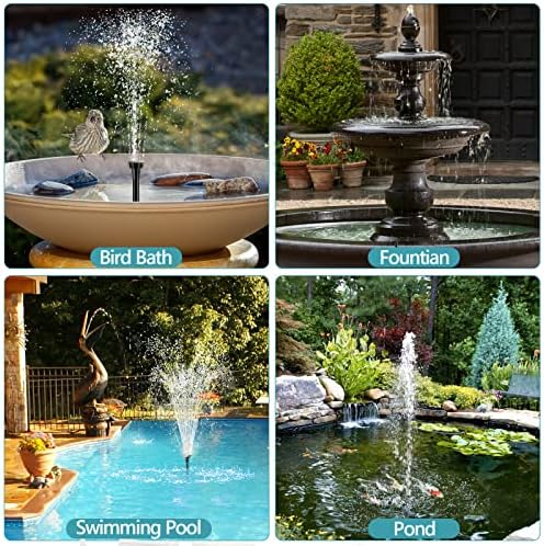 POPOSOAP Solar Water Pump, 12W Solar Fountain Pump 160GPH Flow Adjustable Solar Powered Water Pump with Dry-Run Protection for Fish Pond, Wildlife Garden, Ponds, Waterfall, Hydroponics