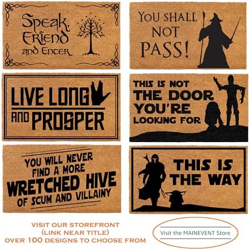 MAINEVENT No Admittance Except On Party Business Door Mat Outdoor 30x17 Inch, Nerd Welcome Mat Outside Entrance, LOTR Gift
