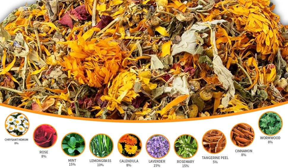 23 Oz Chicken Nesting Herbs Flowers 1.44lb Natural Nesting Box Herbs in 8 Dried Flowers & Herbs,for Freshening Coop Chicken Dust Bath Increase Egg Production Great Gift