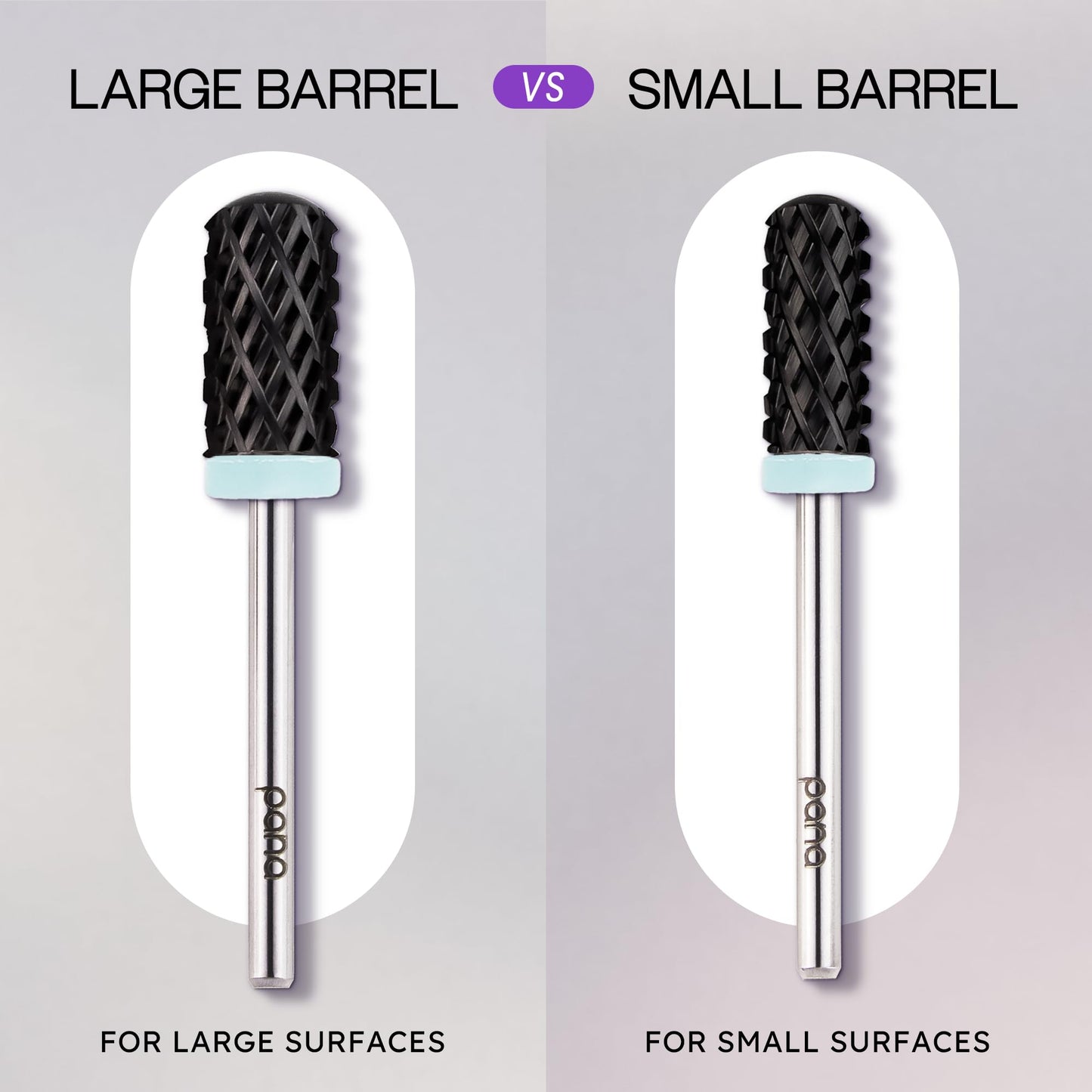 PANA 3/32" Small Smooth Round Top Safety Carbide Nail Drill Bit for Gel Polish & Acrylic Removal Nail Salon Manicure Pedicure Electric File Tools (Small Barrel - DLC Black, 4X Coarse)