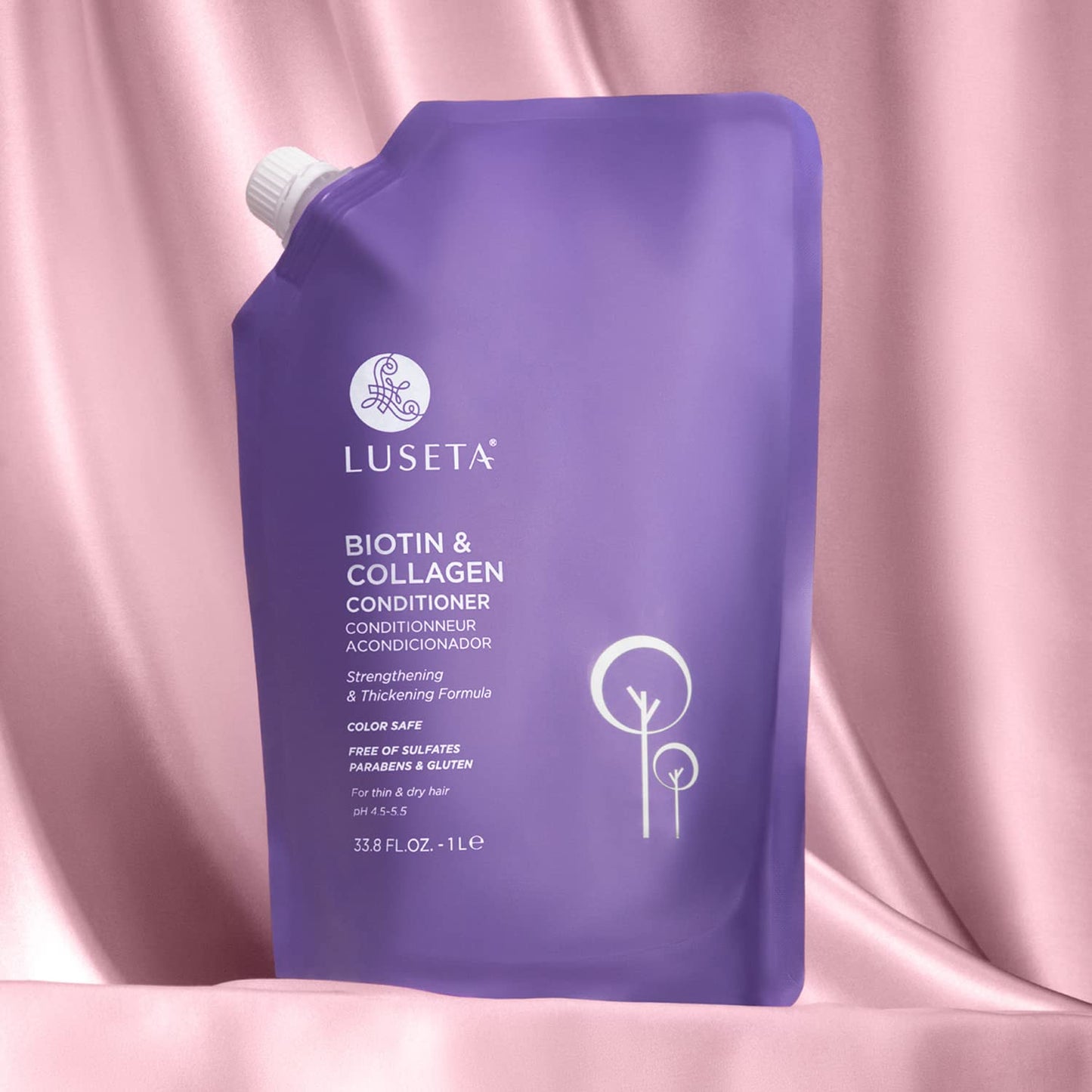Luseta Biotin & Collagen Conditioner Pouch 33.8oz Thickening & Strengthening for Thin and Fine Hair, Hydrating Hair Growth, Repair Damaged Hair for Men and Women, Sulfate Free