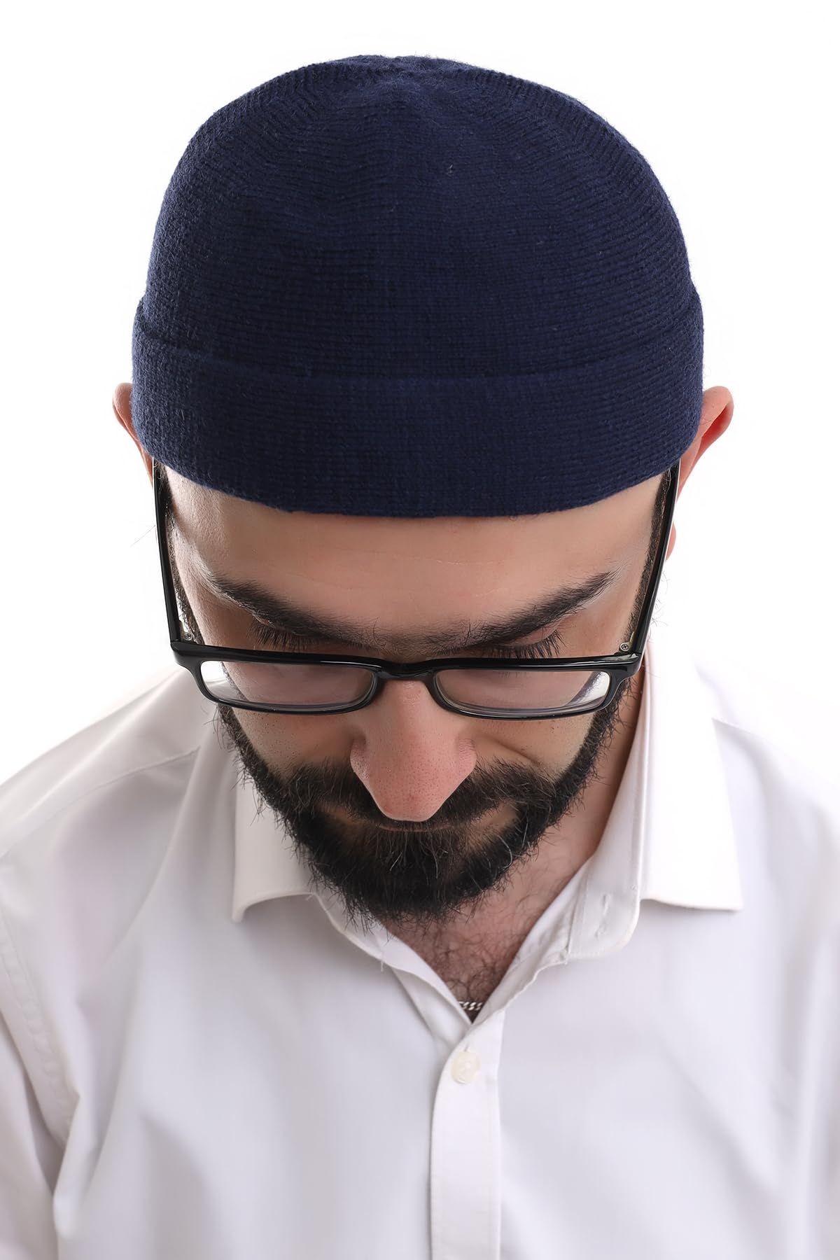 ihvan online Turkish Muslim Winter Velvet Roll-up Edge Kufi Hats for Men, Taqiya, Takke, Peci, Islamic Caps,Prayer Skullcap, Islamic Gifts, Blue Dark