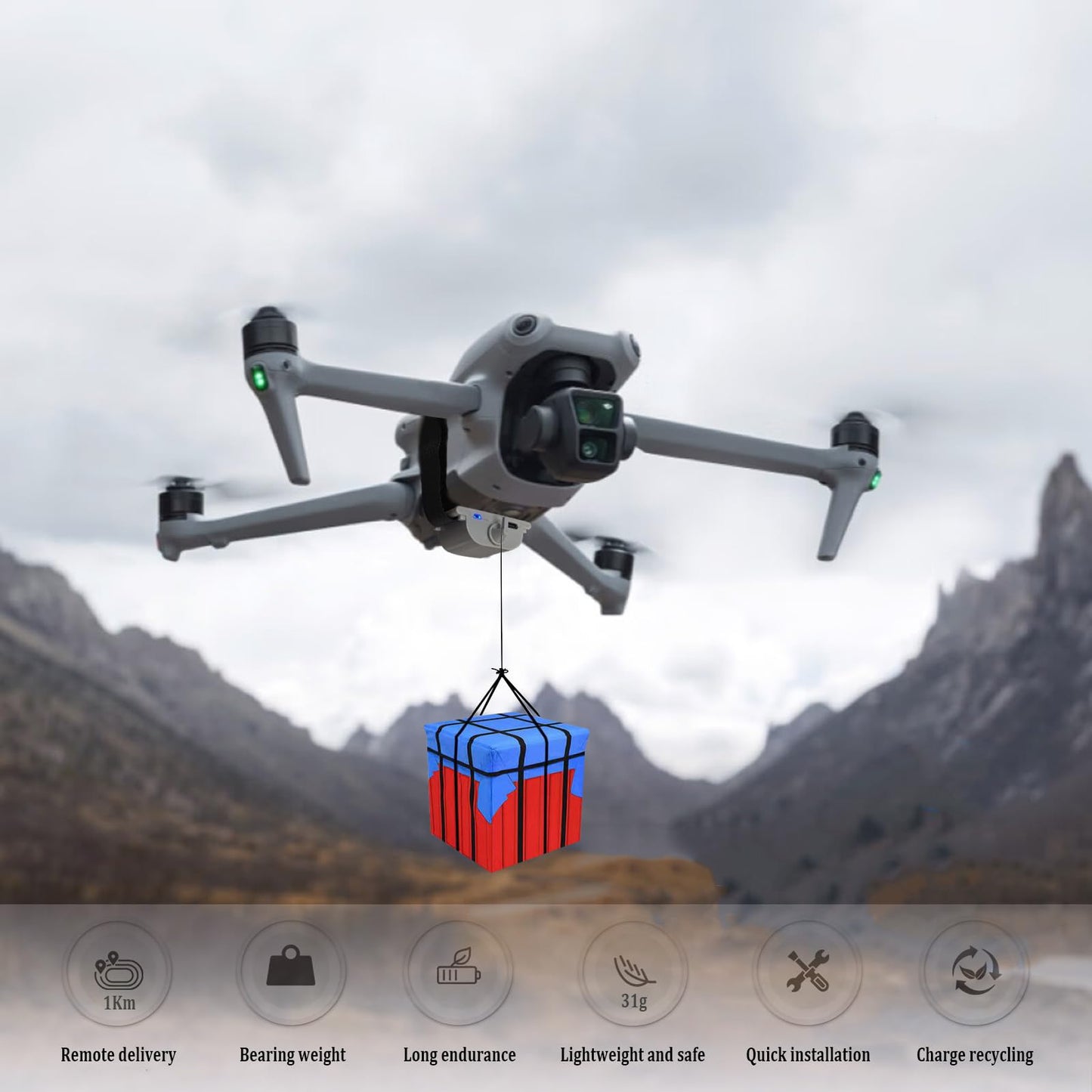 Cosaita Universally Drone Airdrop System Release Device Payload Clip Airdropper Fish Bait, for DJI Mavic Mini3/Mini2 /Air2S/Air3/Mavic2/Mavic3/Spark/Mavic Drone Accessories (Universal Airdrop)