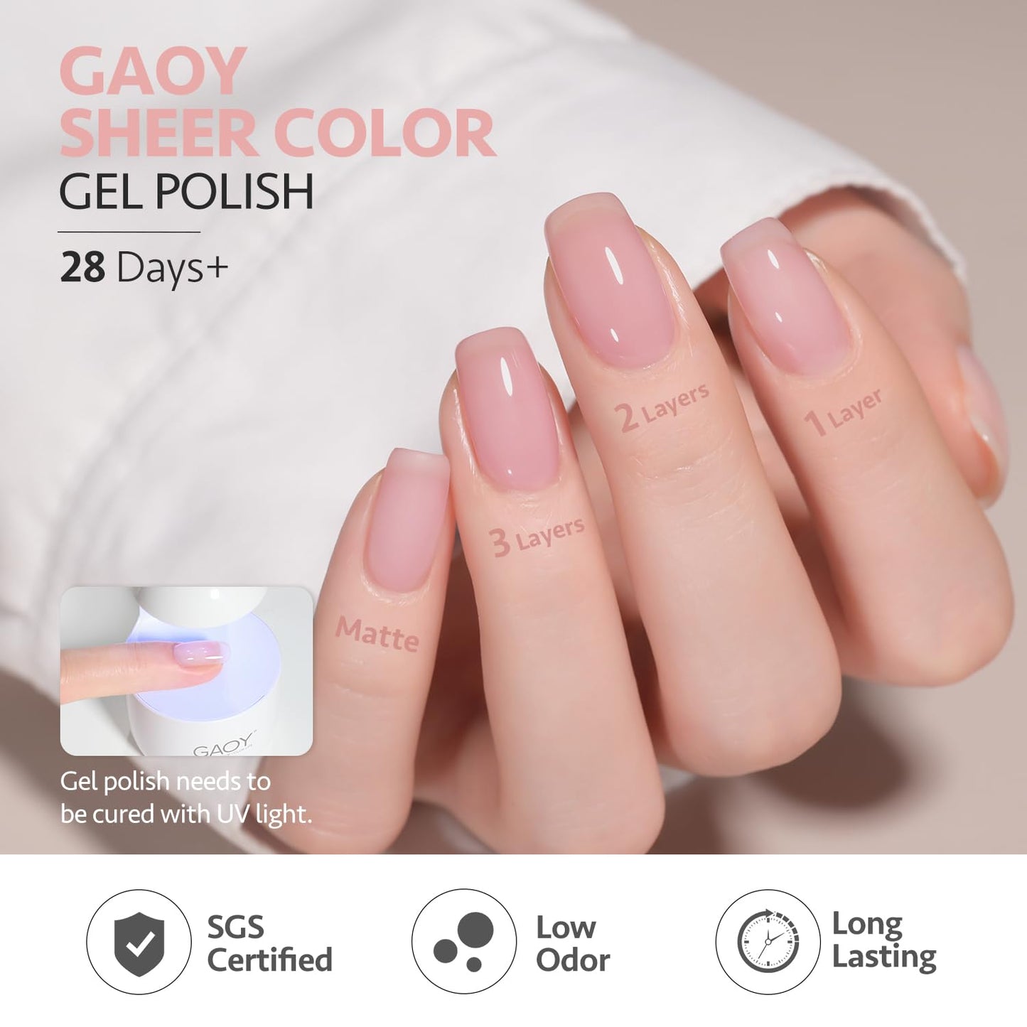 GAOY Jelly Nude Gel Nail Polish Set, 6 Transparent Colors Milky White Pink Brown, Soak Off UV Light Cure Gel Polish for Salon and Nail Art DIY at Home, lcy Milk Tea
