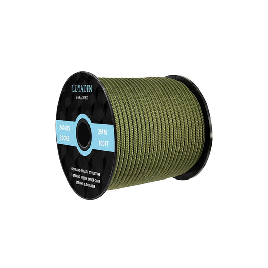 LUYADIN Paracord 240lb - Diameter 2mm Micro Utility Cord -3 Strand Parachute Spool Cord - 100ft 200ft,Paracord for Camping,Hiking,Fishing,Outdoor and DIY