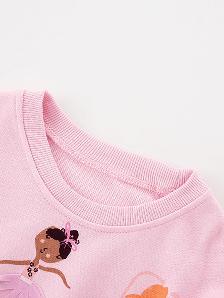 Tkria Toddler Girls Sweatshirt Dress Cotton Winter Long Sleeve Shirts with Tutu Skirts Kids Casual Pullover Outwear 2-7 Years