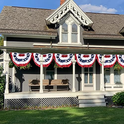HOOSUN 4th Of July Decorations,American Flag Bunting for Outside,USA Pleated Fan Flag 1.5x3 FT,American Flags Bunting for Fourth Of July Patriotic Decorations,Red White And Blue Banner Decor,6 Pack