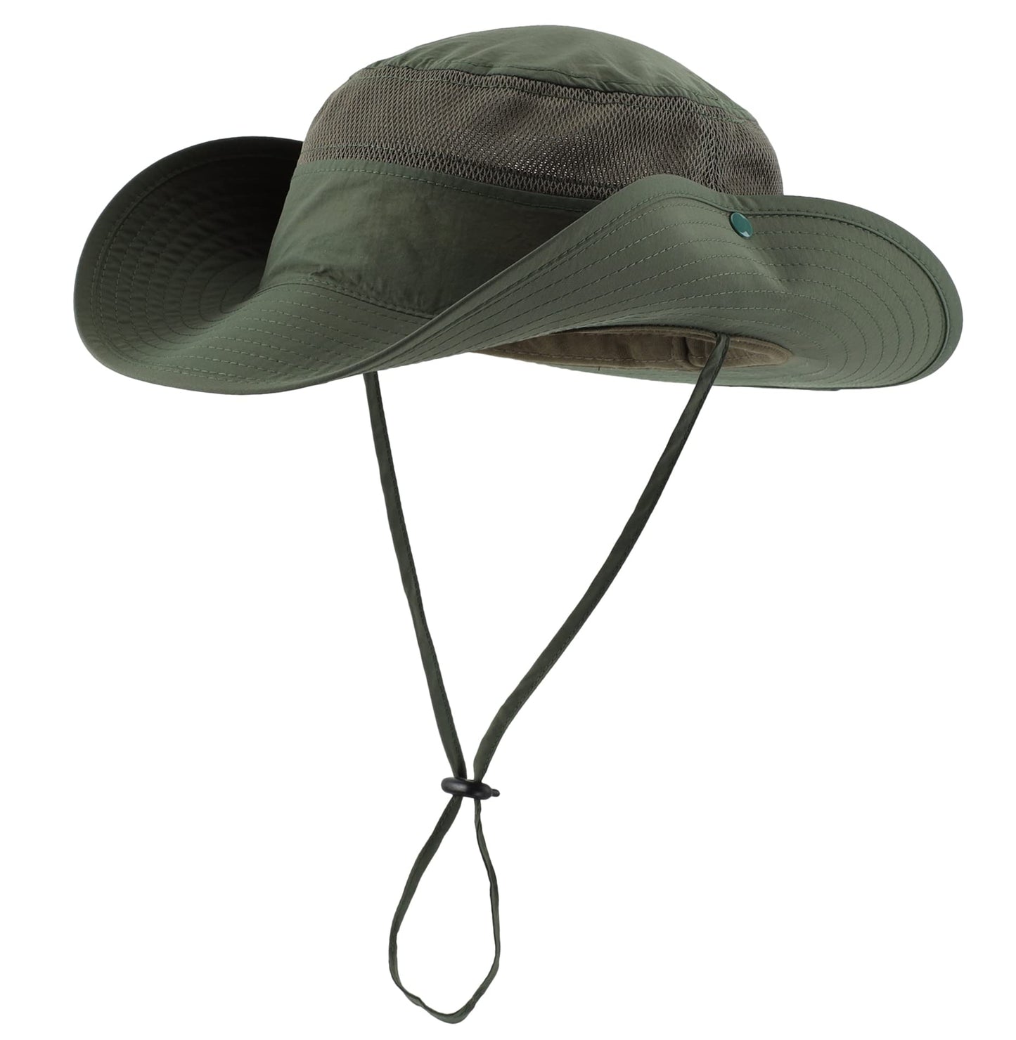 Connectyle Outdoor Mesh Sun Hat Wide Brim UV Sun Protection Hat Fishing Hiking Hat (Light Army Green)