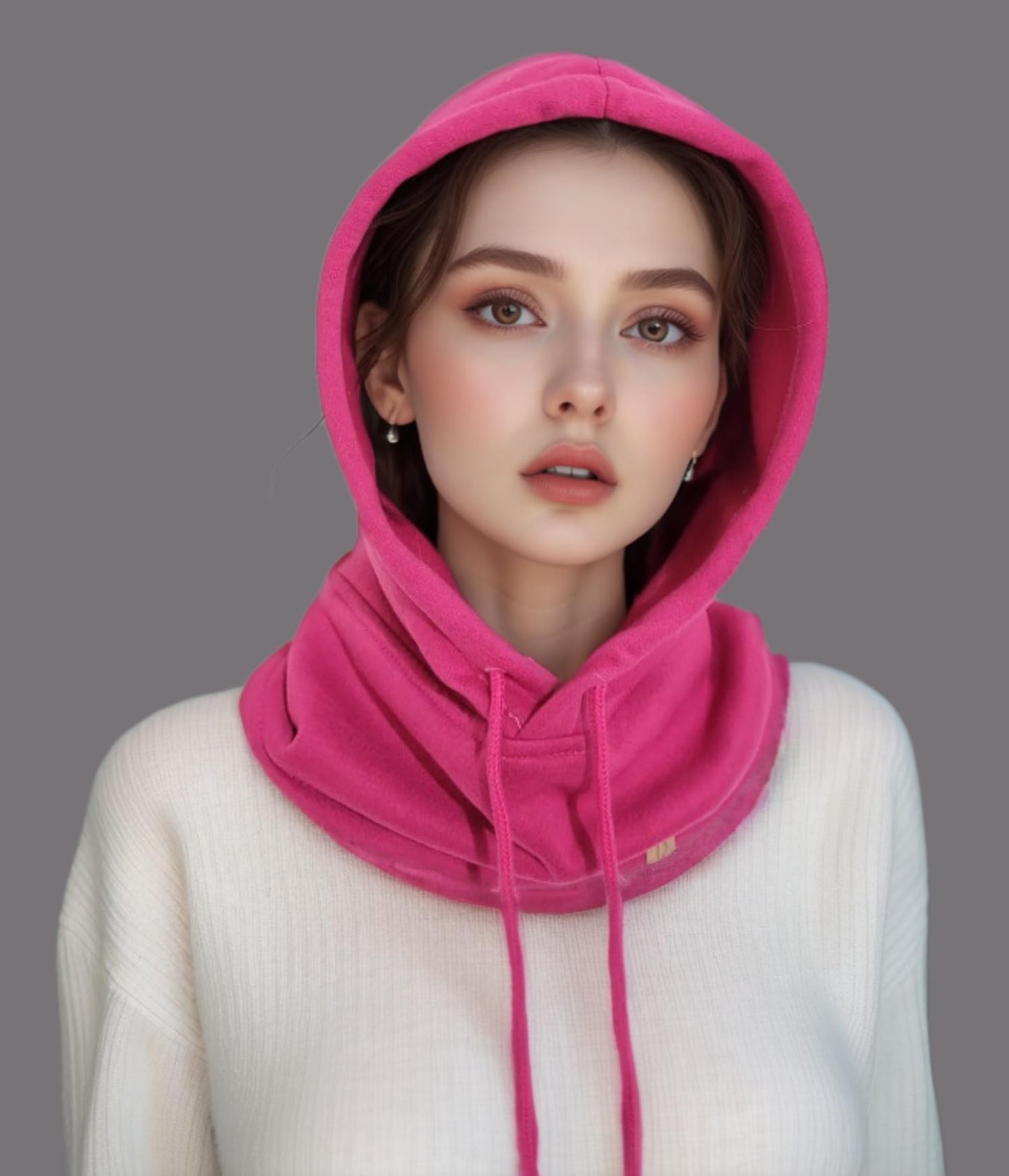 BA UNIQUE FASHION Unisex Sporty Snood Hat with drawstring Hood Scarf Neck Warmer Winter Balaclava Hood (Fuchsia)