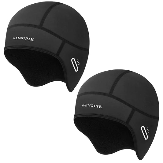HAINGPIK 2 Pack Winter Skull Cap Helmet Liner for Men, Thermal Cycling Cap with Glasses Holes, Warm Hat Beanie for Cold Weather