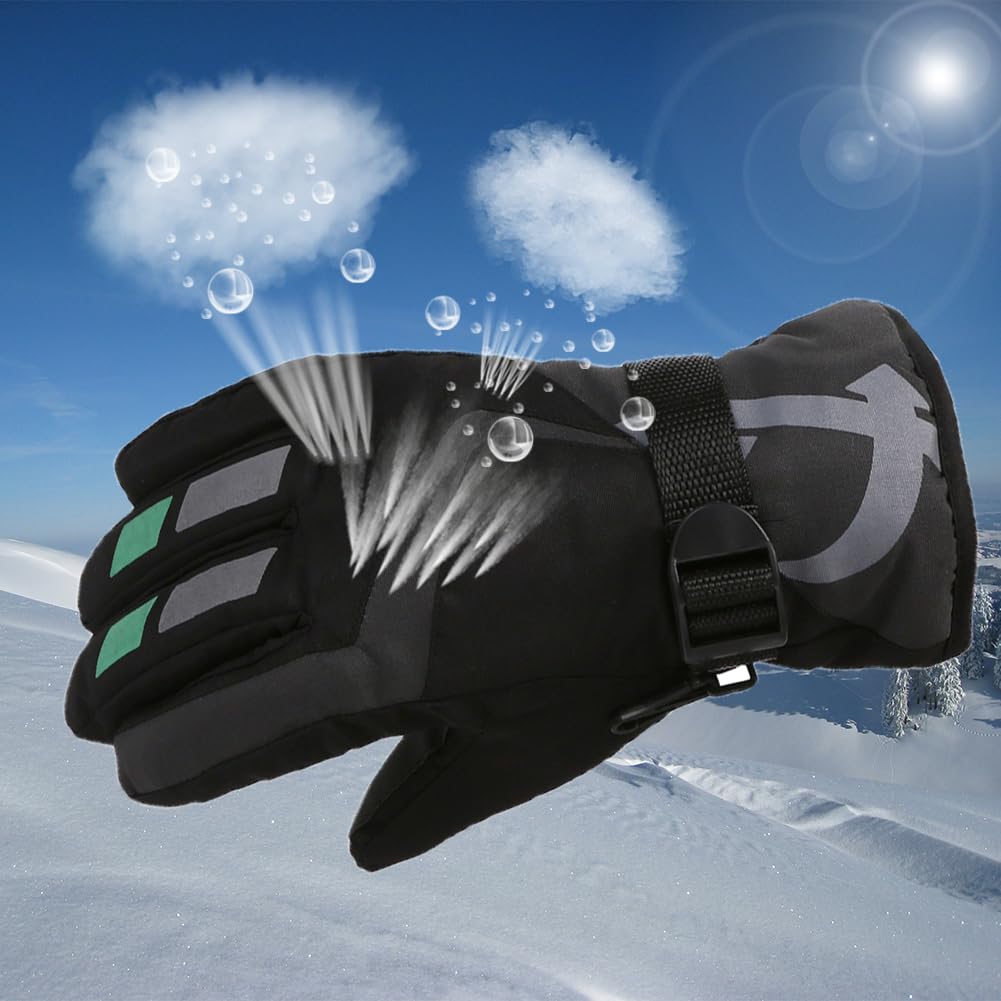 OCIGLUE Children Ski Gloves, Thermal Snowboarding Gloves - for Kids Boys and Girls,Kids Winter Ski Gloves Waterproof Snow Warm Full Finger Snow Gloves-Black/Grey