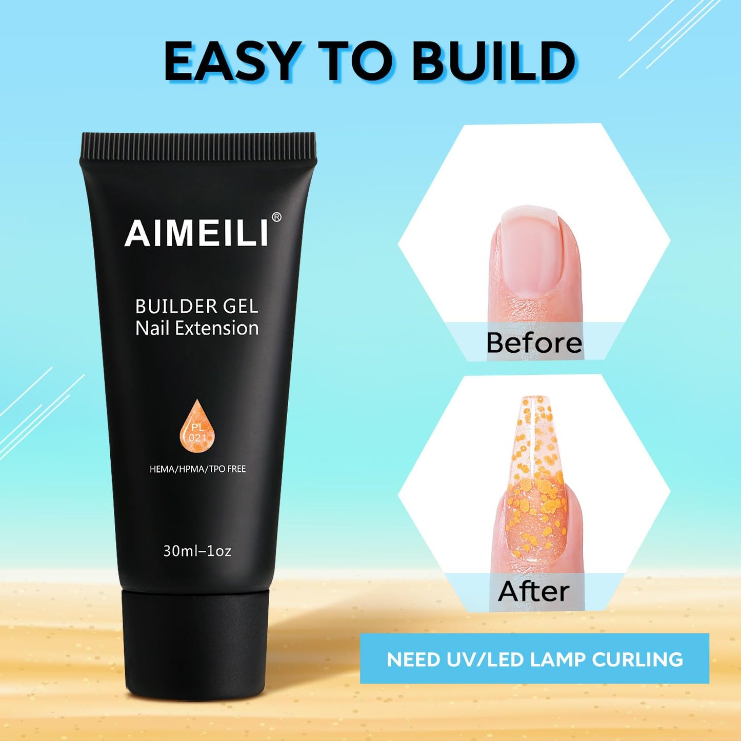 AIMEILI Poly Nail Extension Gel Glow in the Dark Builder Nail Gel Hema Free Poly Nail Enhancement Nail Art Design DIY Salon Nail At Home Gift for Women Nail Gel - 021