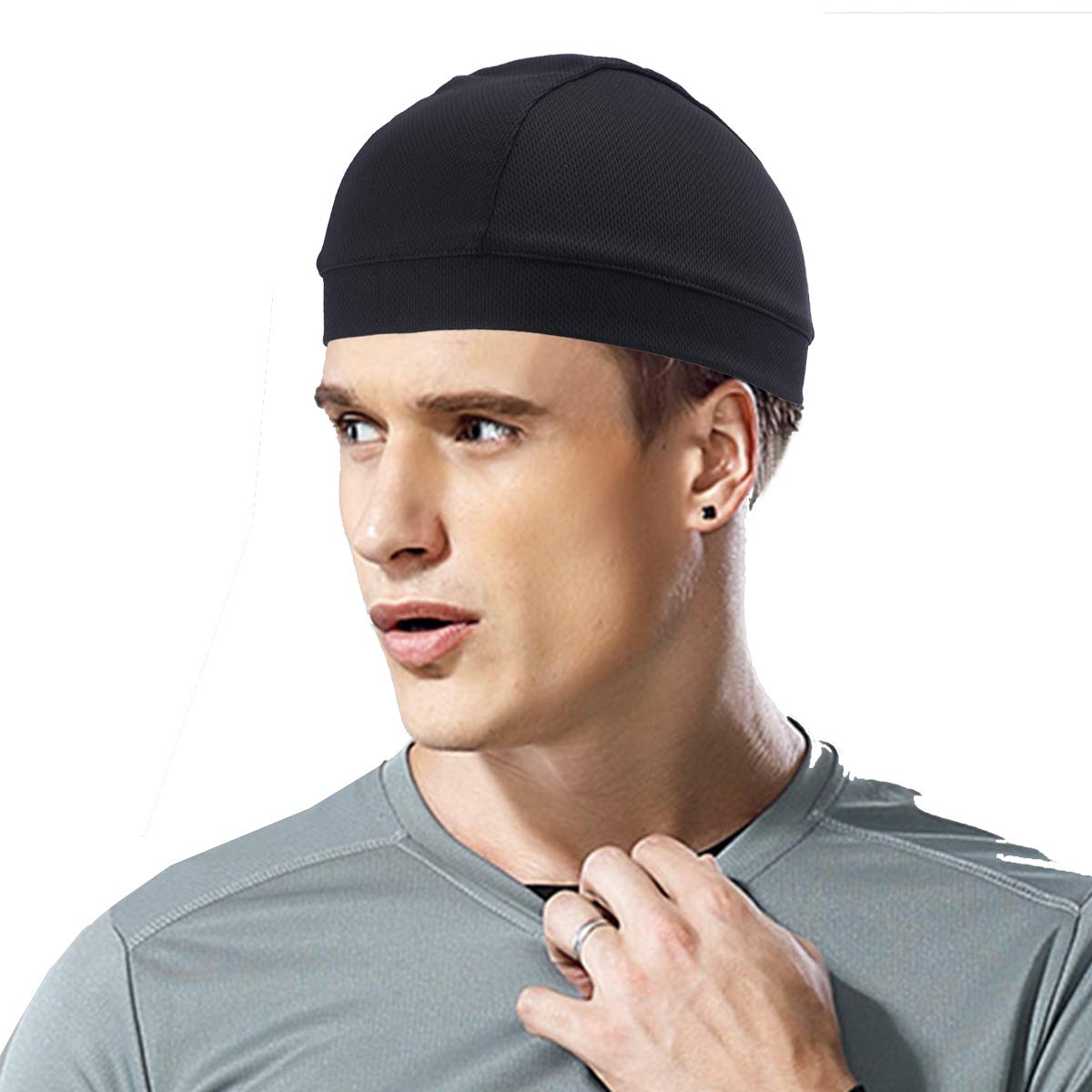 TOPLOR Moisture Wicking Skull Cap/Helmet Liner/Running Beanie Caps for Men - Motorcycle Cycling Breathable Dome Cap Sweatband