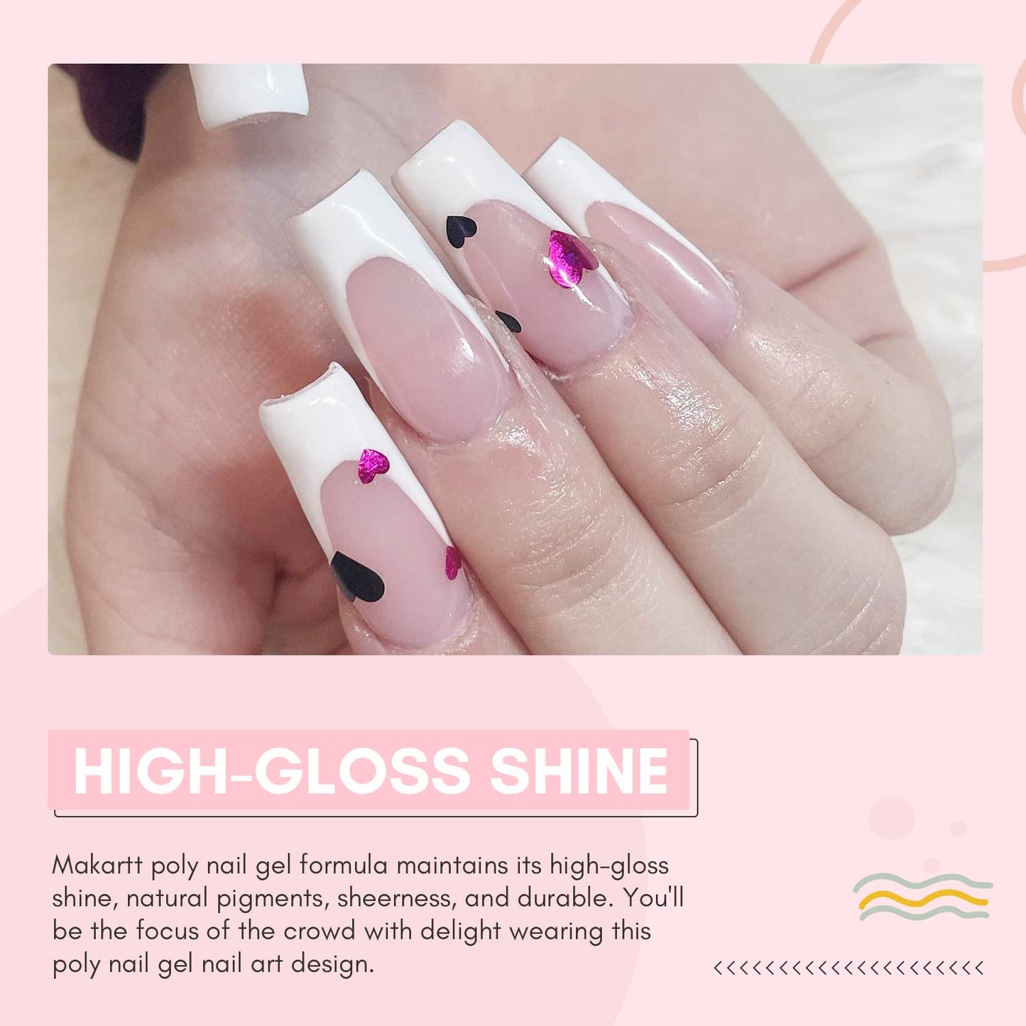 Makartt Poly Nail Gel: Light Pink,50ML Builder for Extension, Strengthener, Hard Gels for Nails, Colored, Beauty Gift Trendy Manicure Design Salon Easy DIY at Home