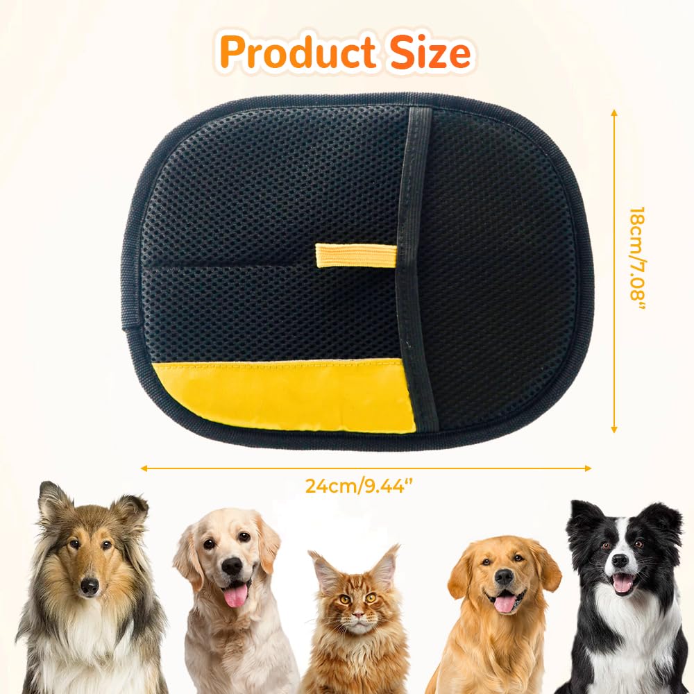 Pet Hair Removal Gloves, Electrostatic Pet Hair Remover for Furniture, Washable Dog Cat Grooming Gloves for Pets, Reusable Dogs Cats Hair Gloves for Bed Sheets Couch Clothes Carpet Car Seat (Orange)