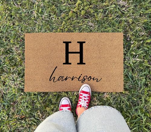 Personalized Door Mat with Monogram - Custom Doormat with Anti-Slip Backing - 3 Size Options - Family Doormat Custom Door Mats for Front Door Front Door Mat for Outdoor Decor