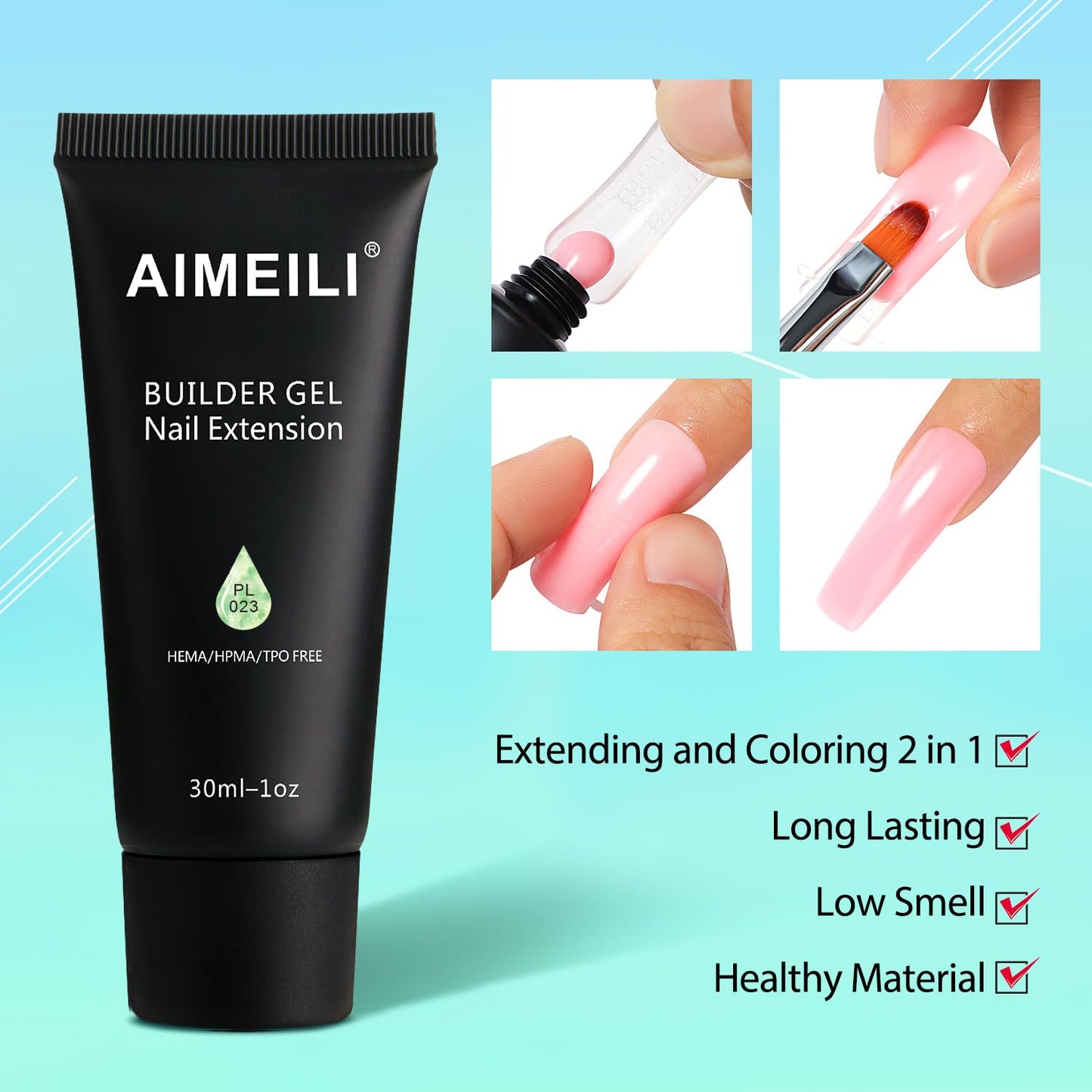 AIMEILI Poly Nail Extension Gel Glow in the Dark Builder Nail Gel Hema Free Poly Nail Enhancement Nail Art Design DIY Salon Nail At Home Gift for Women Nail Gel - 021