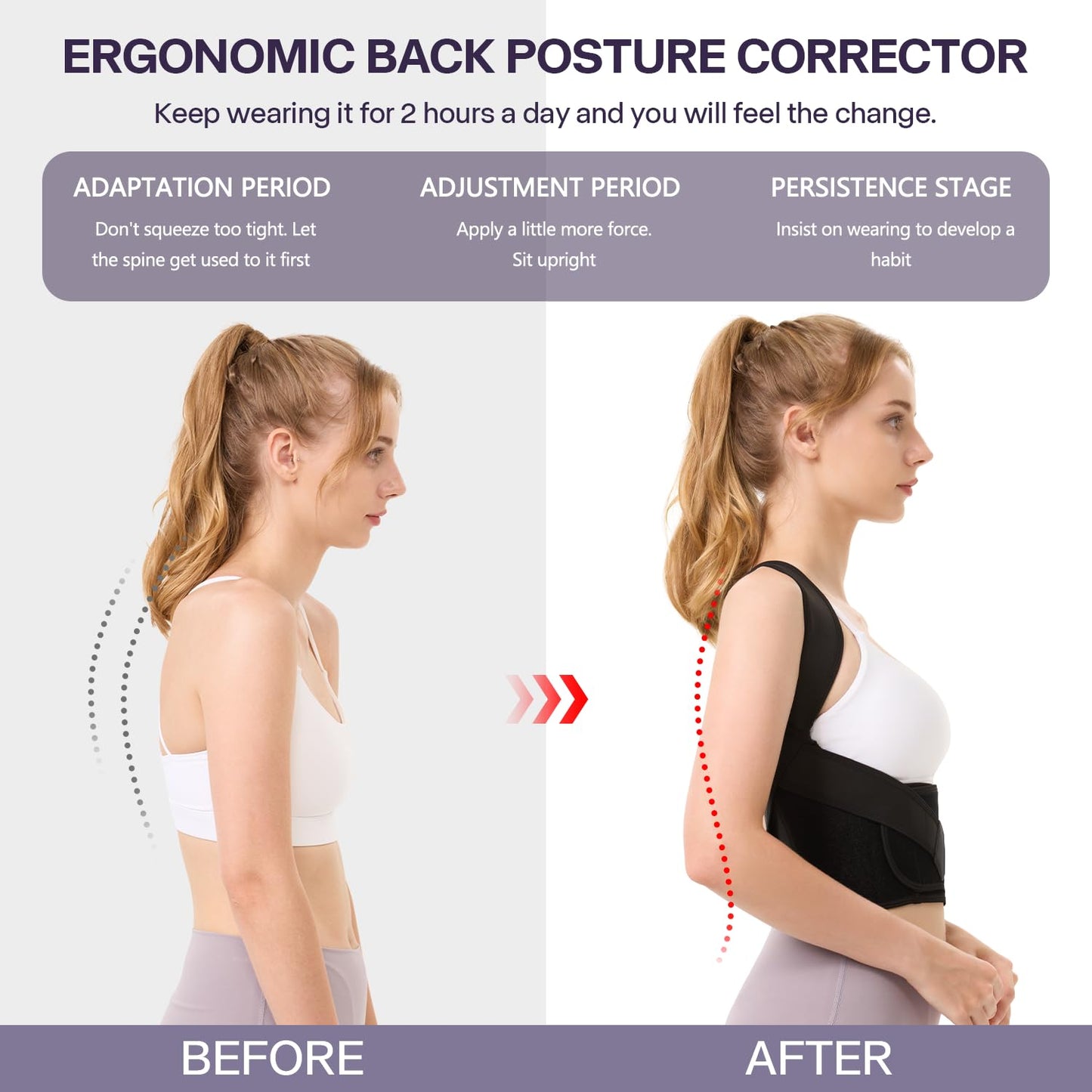 VOKOKOYA Back Brace Posture Corrector for Women and Men,Adjustable Shoulder Straightener,Used for correcting posture and scoliosis