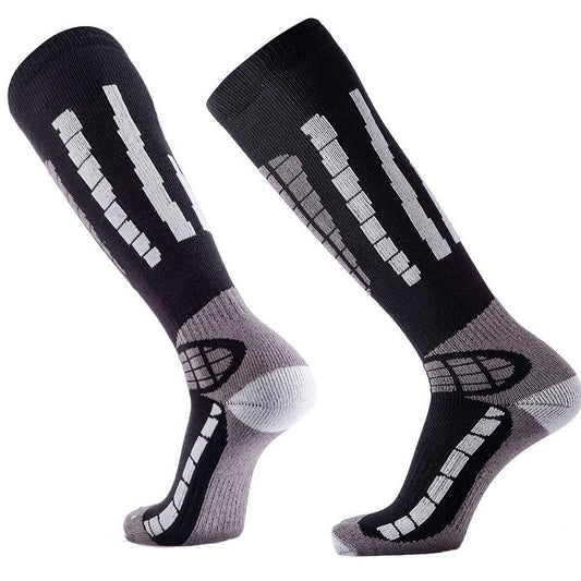 Pure Athlete Ski Socks Warm Merino Wool - Best Lightweight Thin Ski Snowboard Sock Women Men (1 Pair - Black/Grey, Large-X-Large)