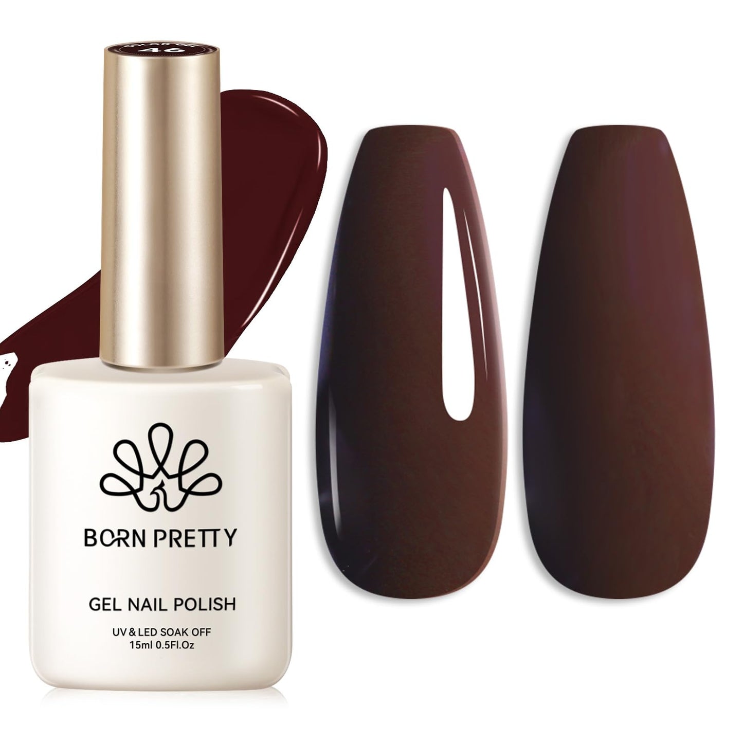 BORN PRETTY Dark Brown Gel Nail Polish Fall Winter Mocha Caramel Color Gel Polish Soak Off Gel Polish Nail Art Design Manicure Salon DIY Home 15ML