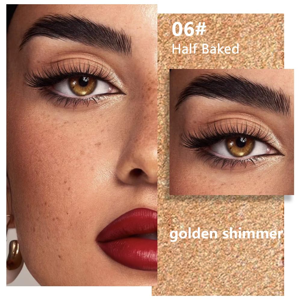 evpct Single Mini Pressed Eyeshadow Makeup Palette, Golden Sparkle Shimmer Glitter Monochrome Cream Eye shadows Palette Brightener Makeup for Older Women, Pigmented Waterproof Sombra Para Ojos 06