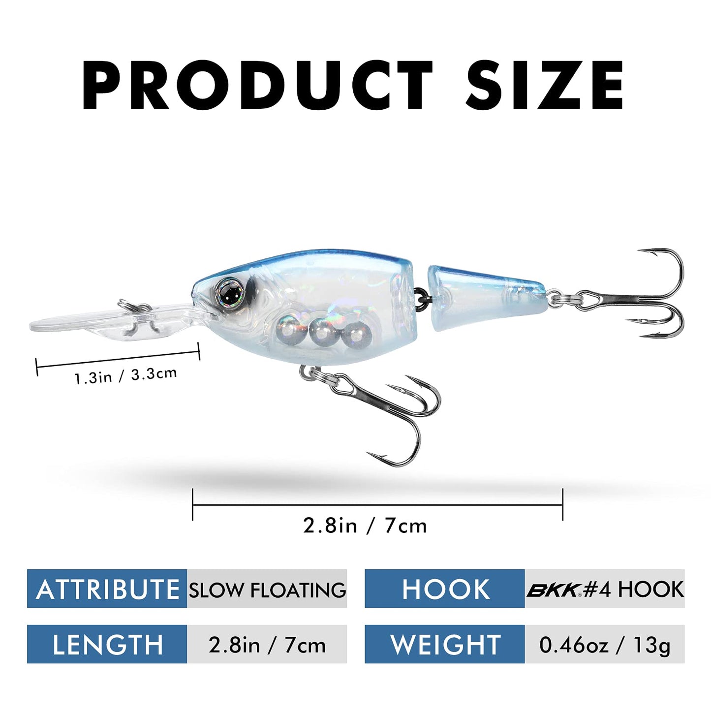 TRUSCEND Fishing Lures Diving Lip Design Suspending Jointed Crankbait with BKK Hooks All-Purpose Trolling Glide Bait for Freshwater & Saltwater Inshore Fishing Swimbaits for Bass Tout Walleye Crappie
