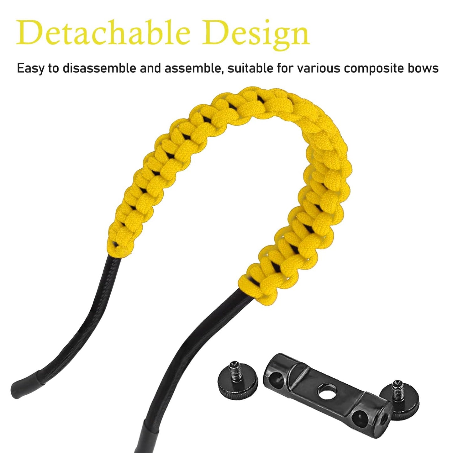 Archery Bow Wrist Sling, 550 Paracord Strap for Compound Bow & Recurve (Yellow)