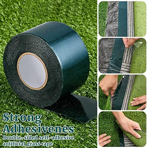 2 Rolls 2 in x 16.5 ft Double Sided Turf Tape for Artificial Grass Rug Self Adhesive Artificial Turf Tape for Lawn Garden Carpet Connecting Outdoor Carpet