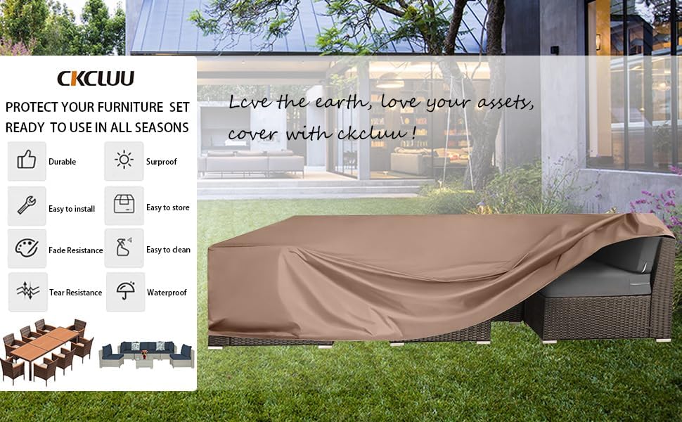 Patio Furniture Set Cover Waterproof Outdoor Furniture Covers Heavy Duty Outdoor Sectional Sofa Set Cover Dining Table and Chairs Set Covers Water Resistant Large 126" L x 63" W x 28" H