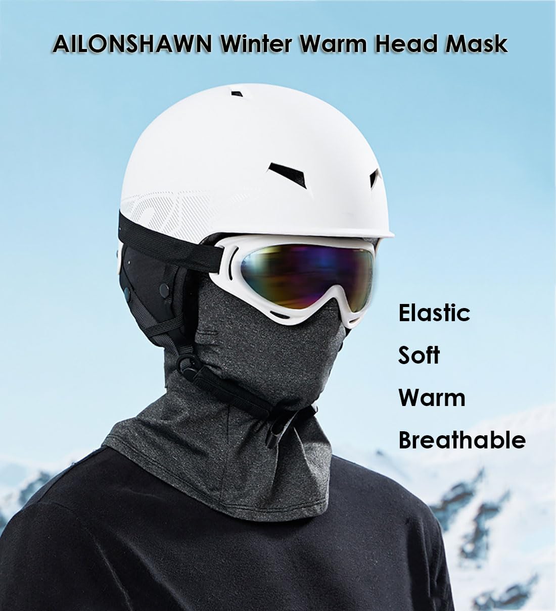 AILONSHAWN Black Winter Ski Mask for Men Women Fleece Lined Balaclava Face Mask Warm Shiesty Mask Head Mask Cold Weather Motorcycle Helmet