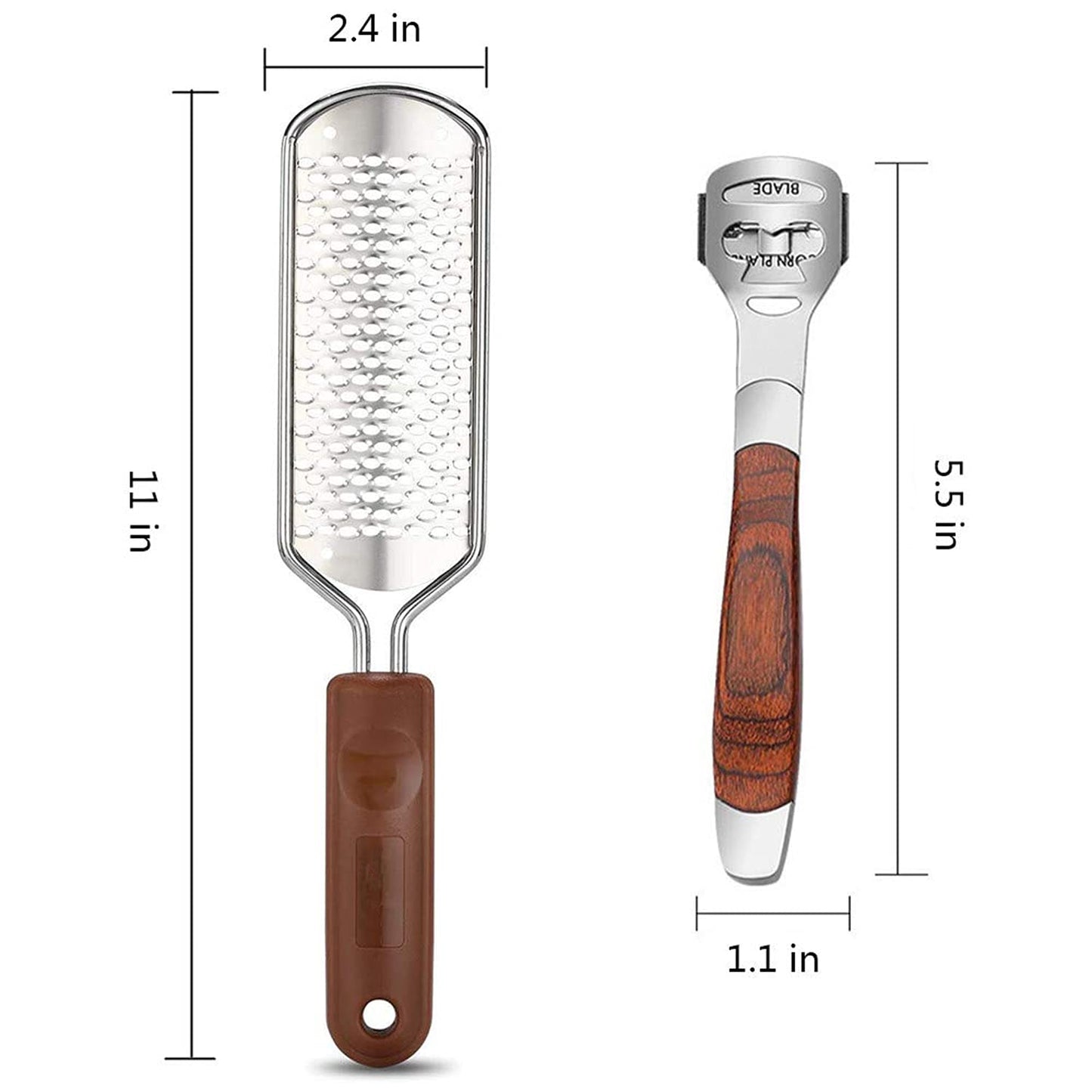 Colossal Foot Rasp & Wood Handle Callus Shaver (10 Replacement & 1 Foot File Heads), Pedicure Foot File Kit, Heel Scraper for Feet, Foot File Callus Remover