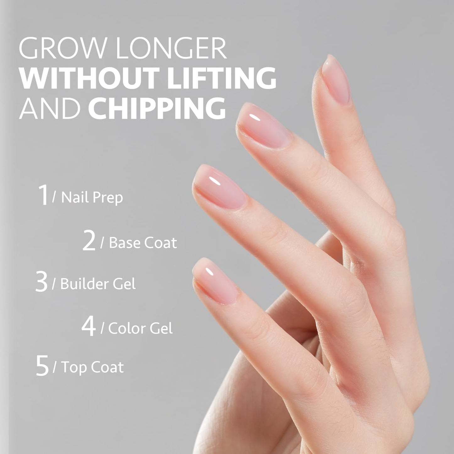 GAOY 2 Pcs 16ml Clear Builder Gel for Nails, Nail Strengthener in a Bottle, Nail Extension Hard Gel, Soak Off Long Lasting UV Gel, Base Coat Top Coat Needed