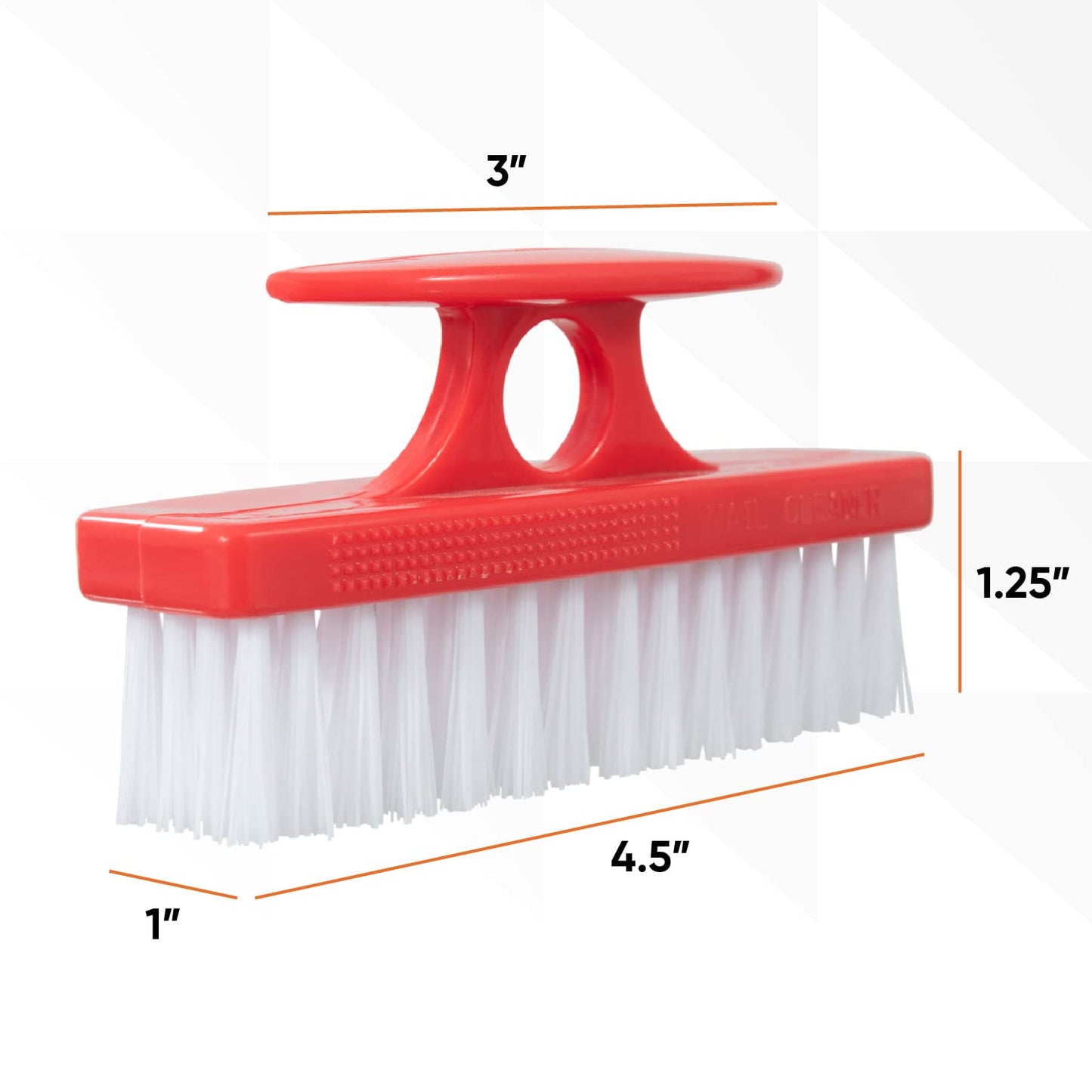 Superio Nail Brush Set (6 Pack) Cleaner with Handle, Durable Brush Scrubber to Clean Toes, Fingernails, Hand Scrubber All Surface Cleaning, Heavy Duty Scrub Brush Stiff Bristles (Red- White- Blue)