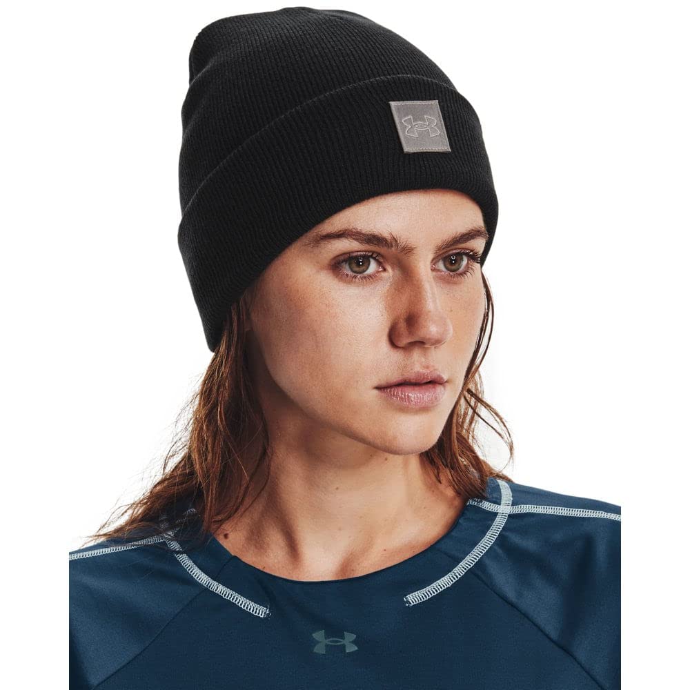 Under Armour Womens Halftime Cuff Beanie, (001) Black/Pewter/Ghost Gray, One Size Fits Most