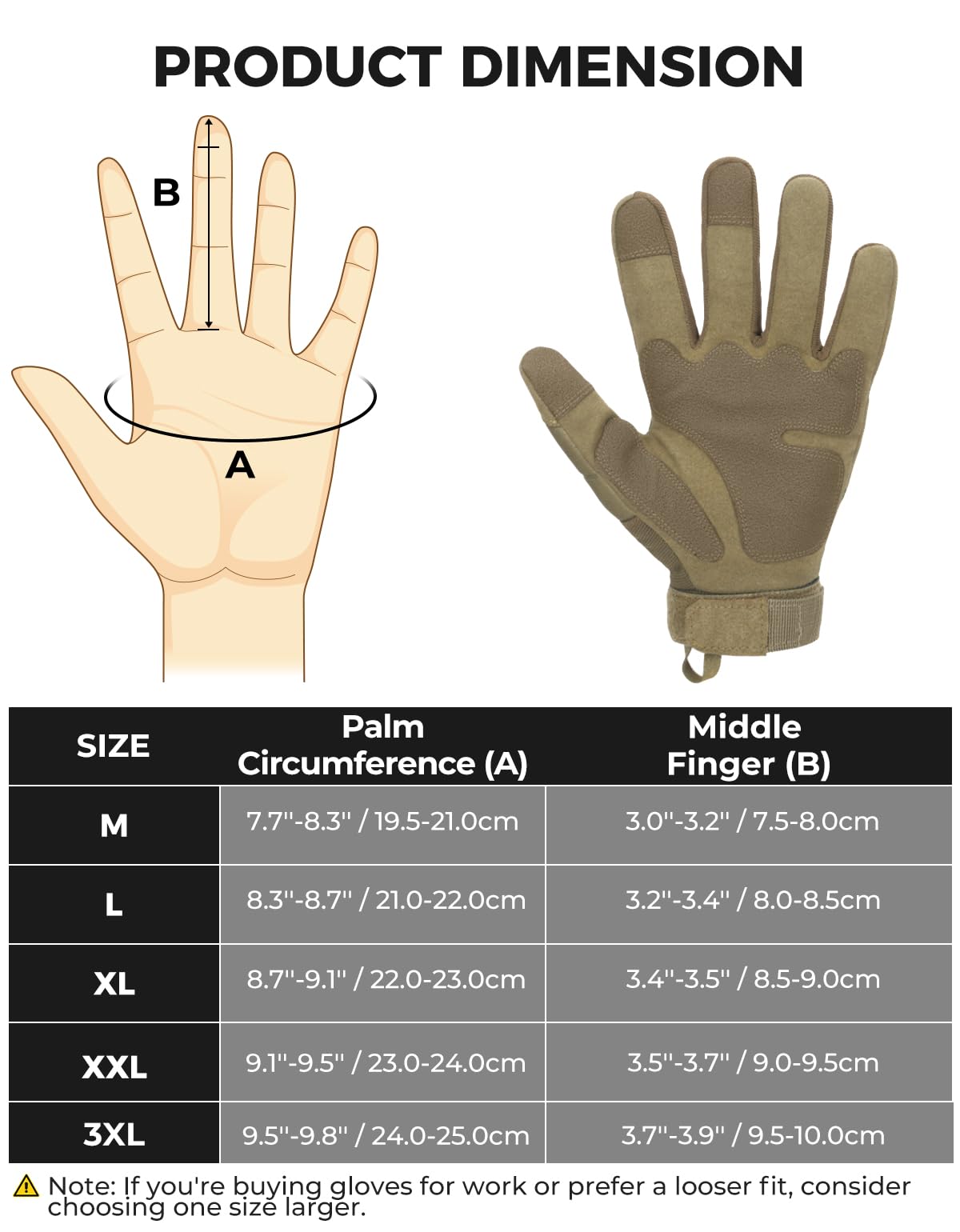 KEMIMOTO Tactical Gloves for Men, Touchscreen Motorcycle Gloves with Hard Shell & Palm Padding for Sports Motorcycle Cycling Tactical Airsoft Paintball Hunting Hiking Camping Climbing (Brown,Large)