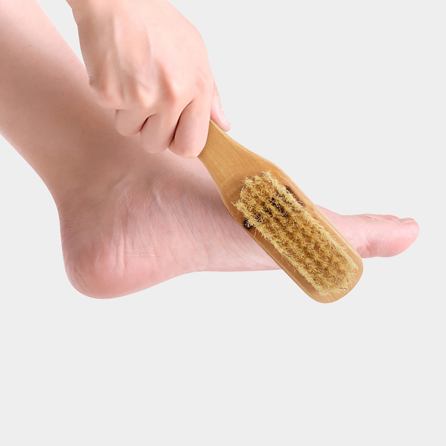Aisilk Foot Natural Bristle Brush & Pumice Stone Combo W/Rope wooden handle - Exfoliator Pedicures Calluses Remover - Smoother Body skin, feet, elbow Scrubber for Massage SPA Sauna and more
