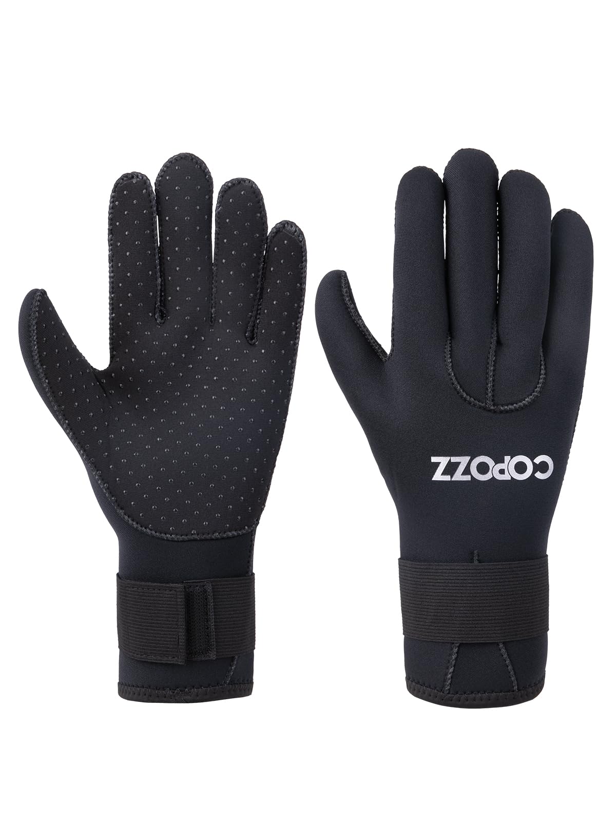 COPOZZ 3mm Neoprene Gloves for Diving and Water Sports, Adjustable Wrist Closure, Thermal Insulation, Anti-Slip Silicone Particles, Perfect Scuba Gloves for Kayaking, Snorkeling, and Winter Sports