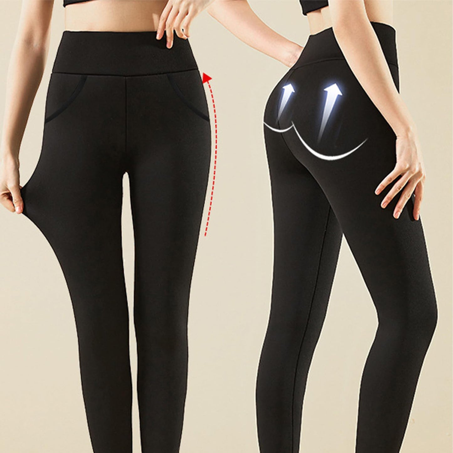 Ninejuize Fleece Lined Yoga Leggings with Pockets for Women Athletic Pants High Waist Winter Warm Thermal Tights