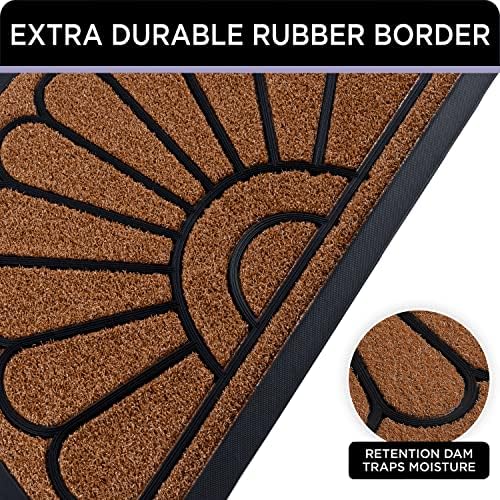 ubdyo Front Door Mat - Low Pile Front Door Mat Outside Entrance - Muddy Dirt Trapping Welcome Matt Outdoor - Rubber Backing Anti Slip Indoor Doormat Entrance, 30" x 17", Bright Brown