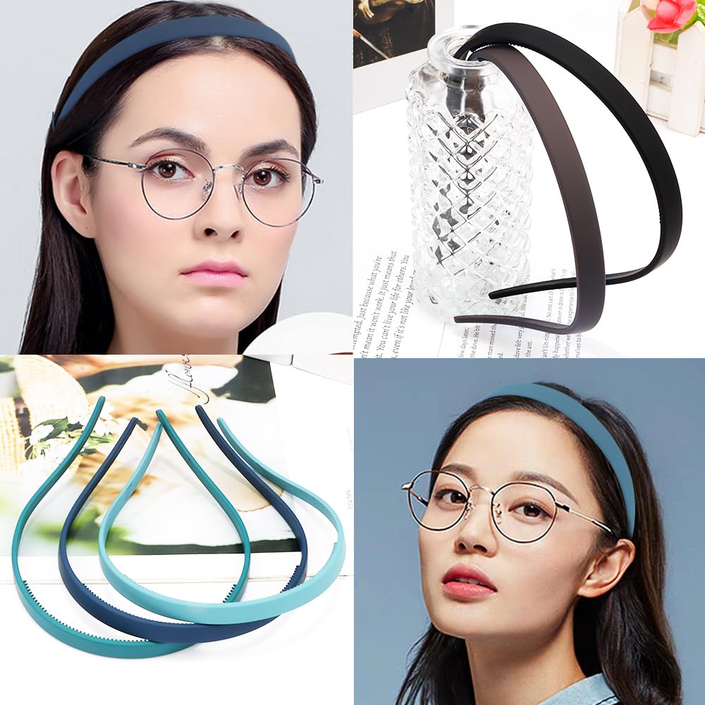TOBATOBA Headbands for Glasses Wearers No Pressure No Headache Headbands Square Headband Sunglasses Headband for Women Comfortable Headbands for Girls, Womens Headbands Non Slip with Teeth 6Pcs