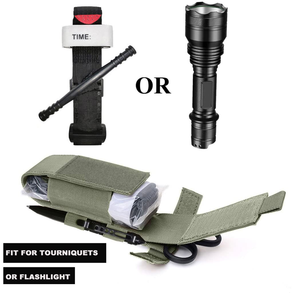 Tourniquet-Pouch-Molle, Tactical TQ Tourniquet & Trauma Medical Shear Pouch MOLLE Duty Belt Loop EMT EMS Tourniquets Pouch Holster(Army Green)