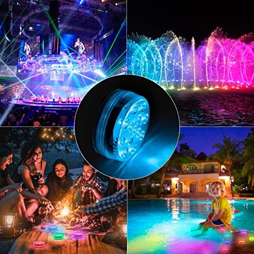 LOFTEK Submersible LED Lights with Remote, 13 LED Pool Lights for Inground Above Ground Pool with Magnets &10 Suction Cups,16 Color Changing Underwater Light for Ponds Battery Operated (4 Packs)