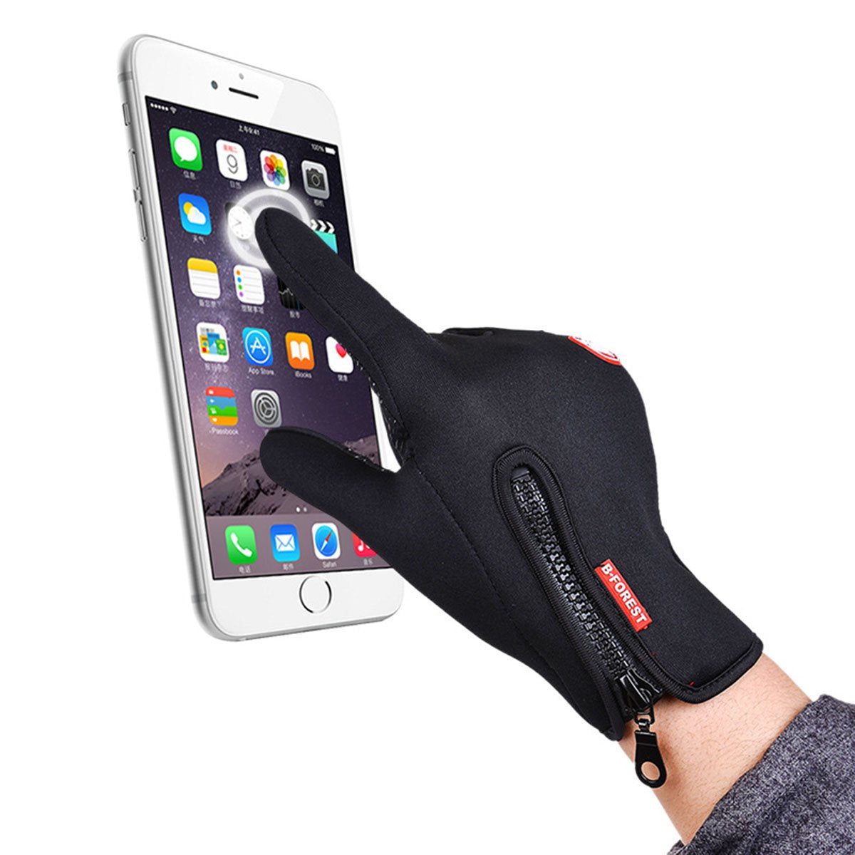 Lyna Cycling Skiing Skating Gloves, Adjustable Waterproof Touchscreen Bike Gloves in Winter Outdoor for Men or Women (S), Black